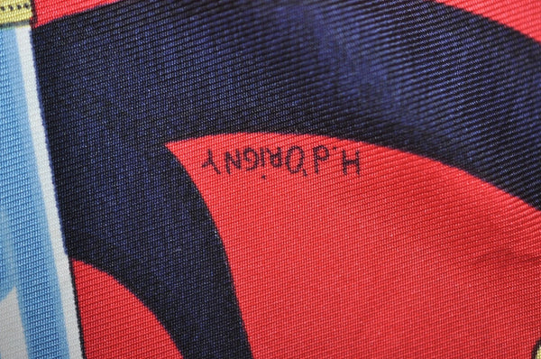 Authentic HERMES Carre 90 Scarf "Eperon d'or" Silk Navy Blue K5363