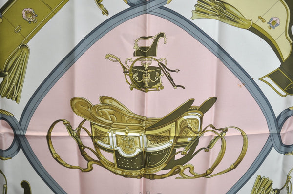 Authentic HERMES Carre 90 Scarf "SPRINGS" Silk Pink K5364