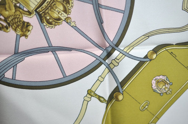 Authentic HERMES Carre 90 Scarf "SPRINGS" Silk Pink K5364