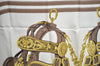 Authentic HERMES Carre 90 Scarf "BRIDES de GALA par" Silk Brown K5366