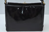 Authentic GUCCI Vintage Shoulder Hand Bag Purse Enamel Black K5369