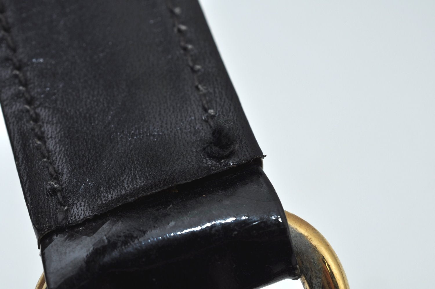 Authentic GUCCI Vintage Shoulder Hand Bag Purse Enamel Black K5369