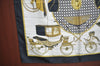 Authentic HERMES Carre 90 Scarf "LES VOITURES A TRANSFORMATION" Silk Black K5375