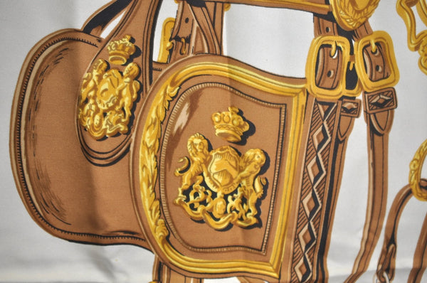 Authentic HERMES Carre 90 Scarf "BRIDES de GALA par" Silk Red K5380