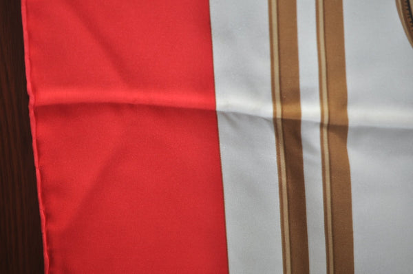 Authentic HERMES Carre 90 Scarf "BRIDES de GALA par" Silk Red K5380