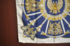 Authentic HERMES Carre 90 Scarf Egypt Motif Silk White Blue K5381