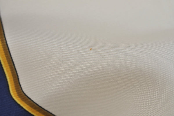 Authentic HERMES Carre 90 Scarf Egypt Motif Silk White Blue K5381