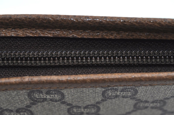 Authentic GUCCI GG Plus Clutch Hand Bag Purse GG PVC Leather Brown K5382