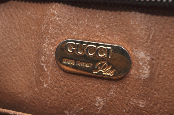 Authentic GUCCI GG Plus Clutch Hand Bag Purse GG PVC Leather Brown K5382