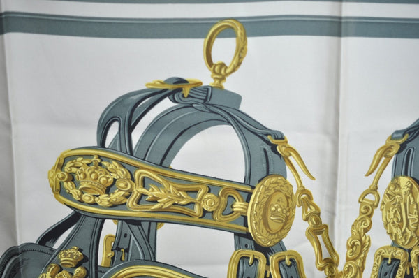 Authentic HERMES Carre 90 Scarf "BRIDES de GALA par" Silk Pink K5398