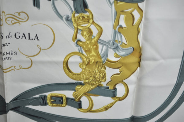 Authentic HERMES Carre 90 Scarf "BRIDES de GALA par" Silk Pink K5398