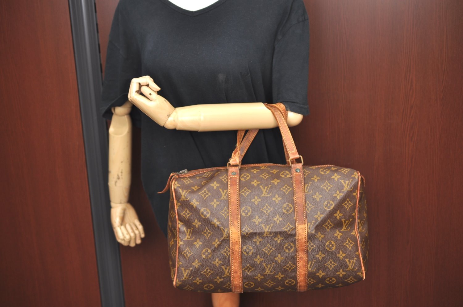Authentic Louis Vuitton Monogram Sac Souple 35 Hand Boston Bag Old Model K5420