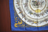 Authentic HERMES Carre 90 Scarf "LA PROMENADE DE LONGCHAMPS" Silk Blue K5425