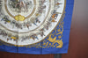 Authentic HERMES Carre 90 Scarf "LA PROMENADE DE LONGCHAMPS" Silk Blue K5425