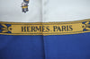 Authentic HERMES Carre 90 Scarf "LA PROMENADE DE LONGCHAMPS" Silk Blue K5425
