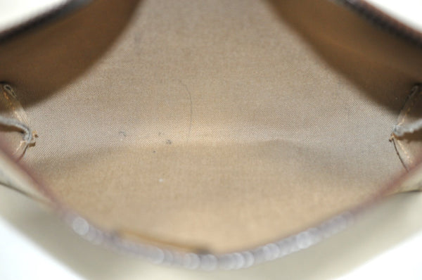 Authentic GUCCI GG Plus Clutch Hand Bag Purse GG PVC Leather Brown K5428