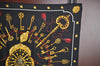 Authentic HERMES Carre 90 Scarf "LES CLES THE KEYS RARE" Silk Black K5449