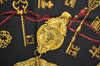 Authentic HERMES Carre 90 Scarf "LES CLES THE KEYS RARE" Silk Black K5449