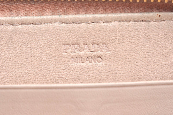 Authentic PRADA Vintage Leather Round Zip Long Wallet Purse Pink K5471