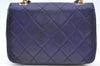 Authentic CHANEL Lamb Skin Mini Matelasse Chain Shoulder Bag Blue CC K5492