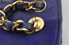 Authentic CHANEL Lamb Skin Mini Matelasse Chain Shoulder Bag Blue CC K5492