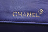 Authentic CHANEL Lamb Skin Mini Matelasse Chain Shoulder Bag Blue CC K5492