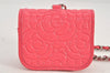 Authentic CHANEL Caviar Skin Camellia CC Logo Air Pods Case Purse Pink Box K5494