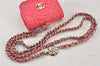 Authentic CHANEL Caviar Skin Camellia CC Logo Air Pods Case Purse Pink Box K5494