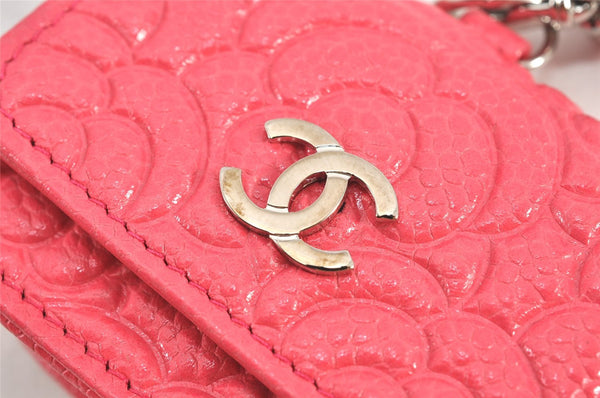 Authentic CHANEL Caviar Skin Camellia CC Logo Air Pods Case Purse Pink Box K5494