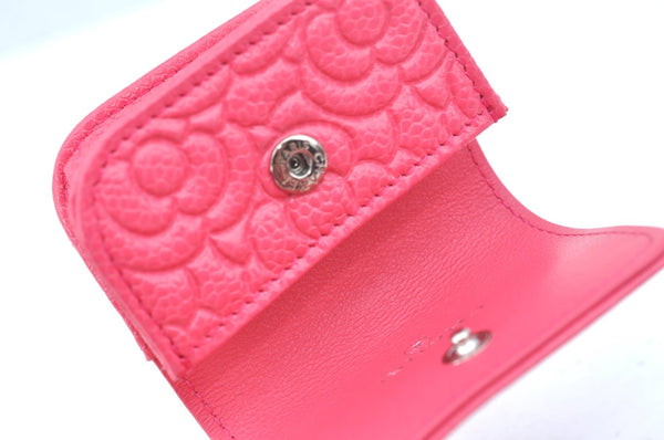 Authentic CHANEL Caviar Skin Camellia CC Logo Air Pods Case Pink Box K5494