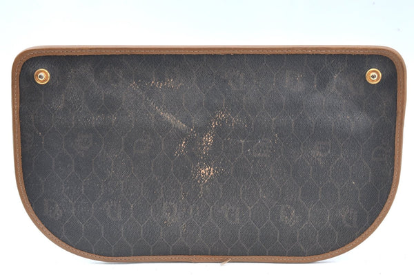 Authentic Christian Dior Honeycomb Shoulder Cross Bag PVC Leather Black CD K5502