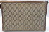 Authentic GUCCI Clutch Hand Bag Purse GG Plus PVC Leather Brown Junk K5510