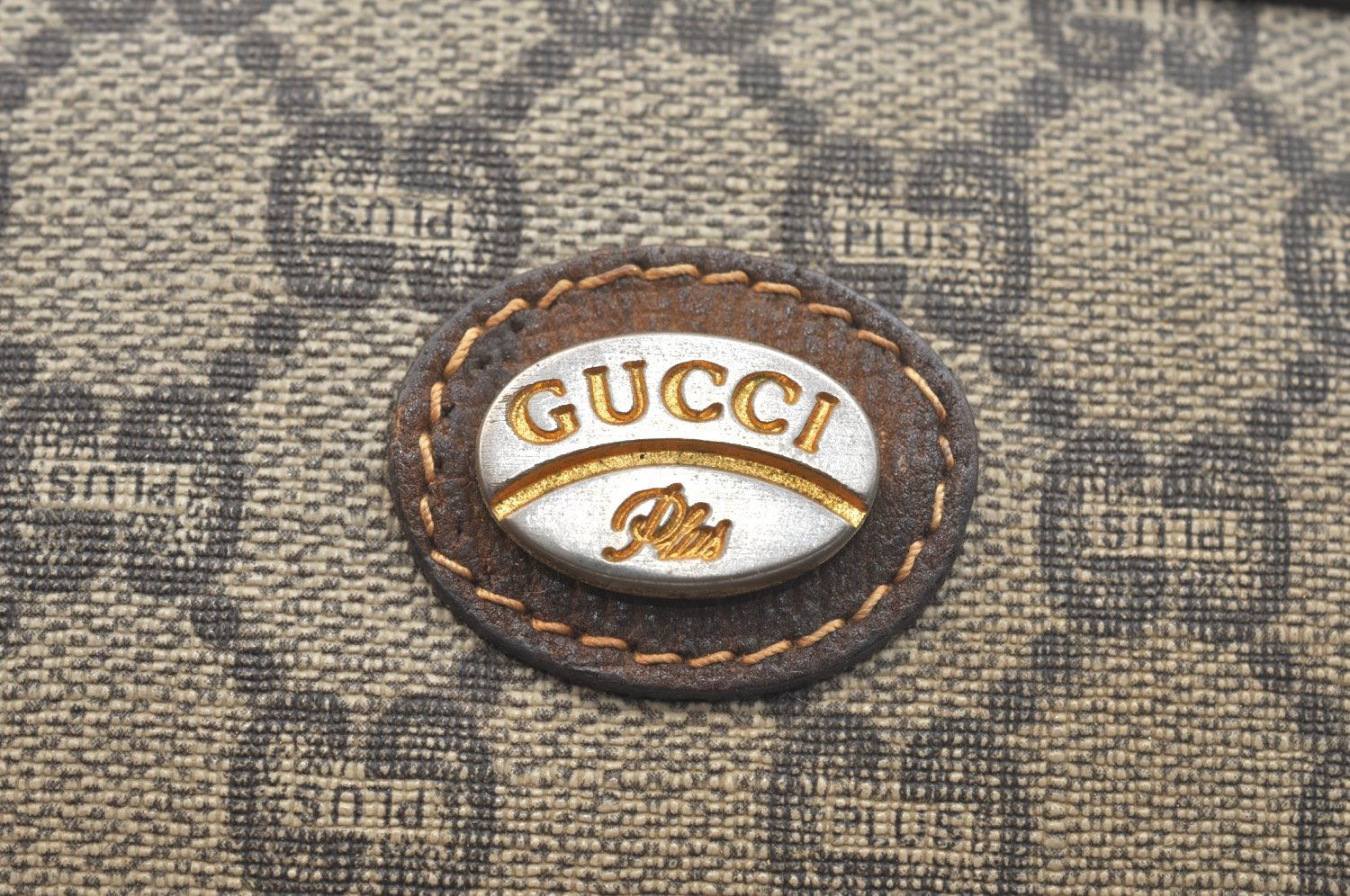 Authentic GUCCI Clutch Hand Bag Purse GG Plus PVC Leather Brown Junk K5510