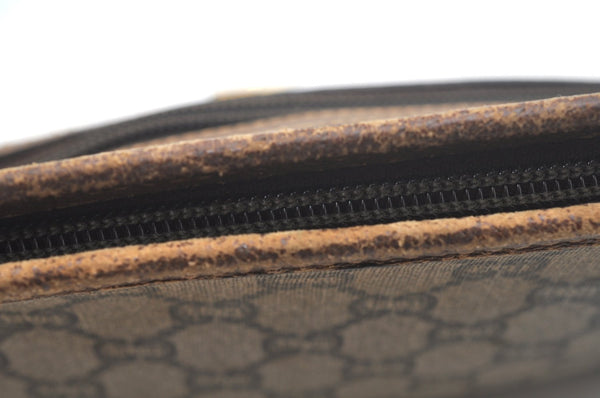 Authentic GUCCI Clutch Hand Bag Purse GG Plus PVC Leather Brown Junk K5510