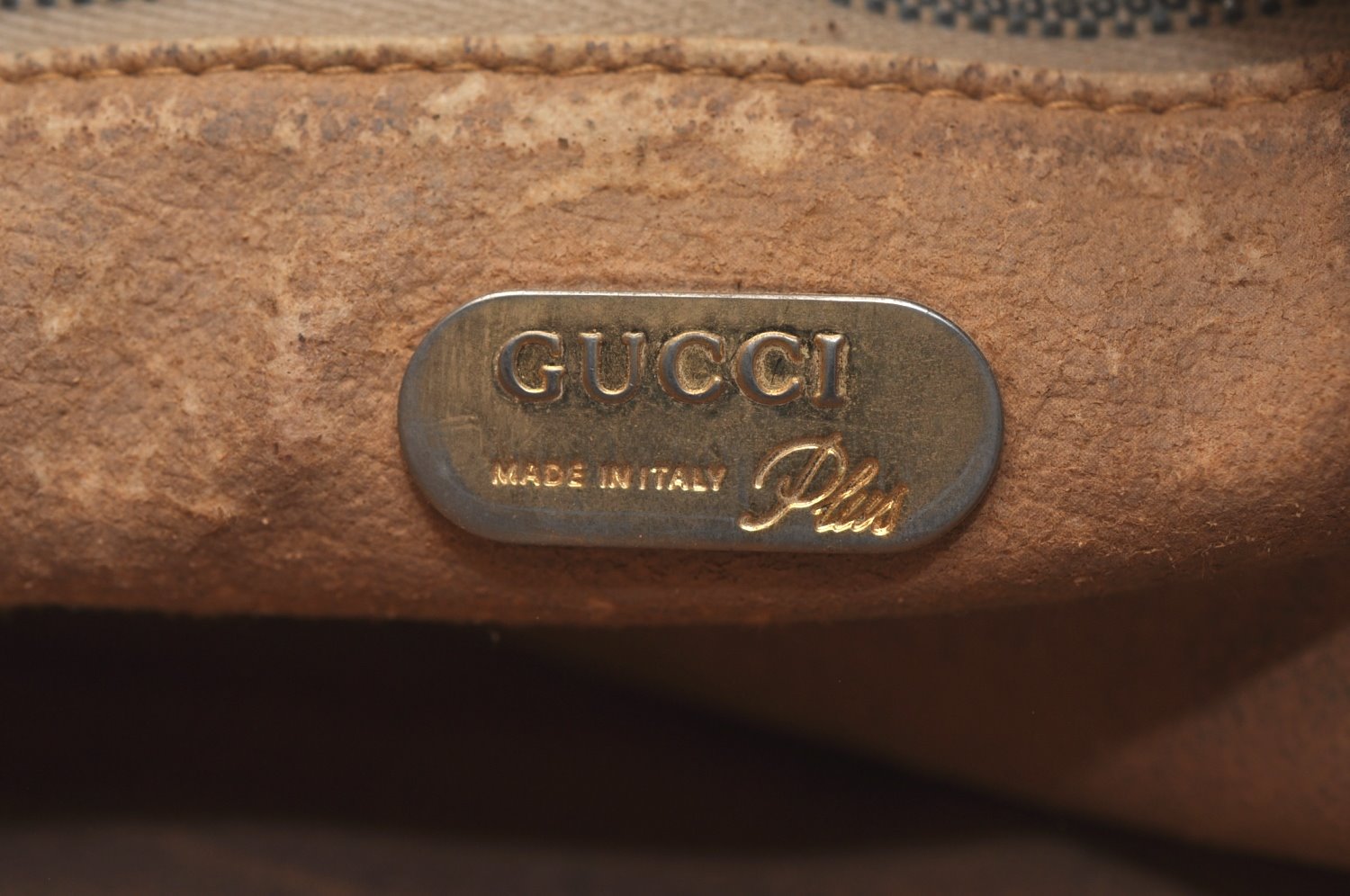 Authentic GUCCI Clutch Hand Bag Purse GG Plus PVC Leather Brown Junk K5510