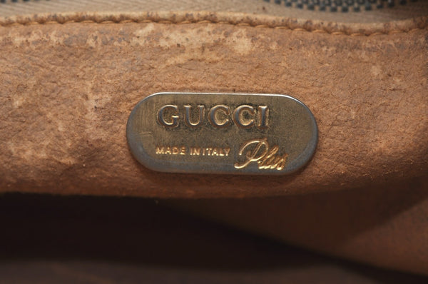 Authentic GUCCI Clutch Hand Bag Purse GG Plus PVC Leather Brown Junk K5510