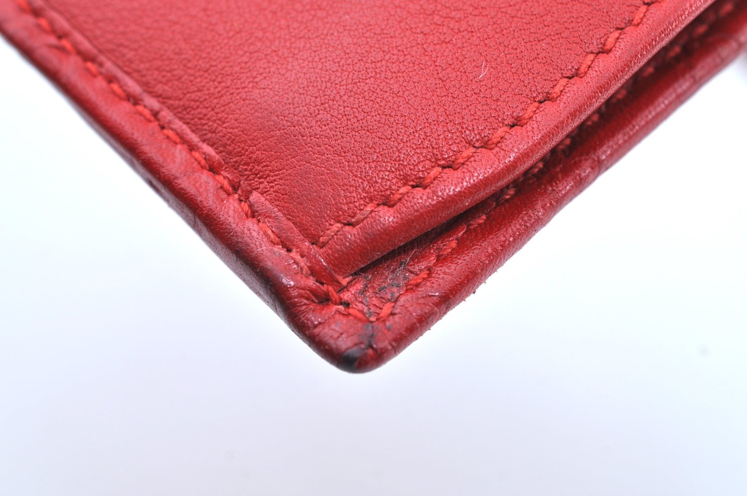 Authentic GUCCI Micro Guccissima Charm Leather Long Wallet 282540 Red K5528