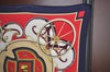 Authentic HERMES Pleats Scarf "WASHINGTON'S CARRIAGE" Silk Navy Box K5550