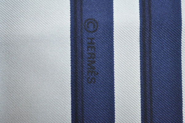 Authentic HERMES Carre 90 Scarf "BRIDES DE GALA" Silk Navy Blue K5552