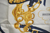 Authentic HERMES Carre 90 Scarf "BRIDES DE GALA" Silk Navy Blue K5552