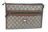 Authentic GUCCI GG Plus Clutch Hand Bag Purse PVC Leather Brown K5556