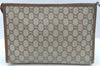 Authentic GUCCI GG Plus Clutch Hand Bag Purse PVC Leather Brown K5556