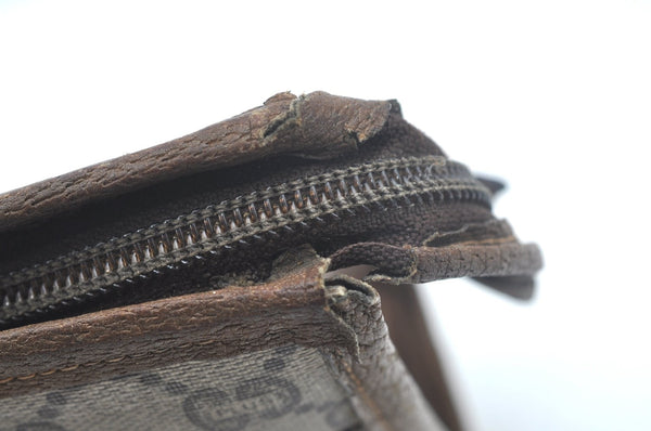 Authentic GUCCI GG Plus Clutch Hand Bag Purse PVC Leather Brown K5556