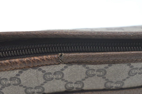 Authentic GUCCI GG Plus Clutch Hand Bag Purse PVC Leather Brown K5556