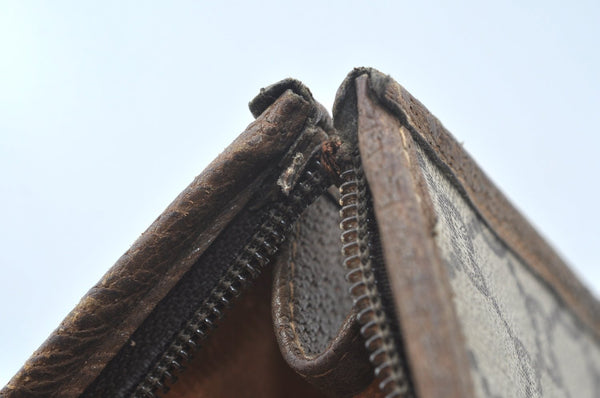 Authentic GUCCI GG Plus Clutch Hand Bag Purse PVC Leather Brown K5556