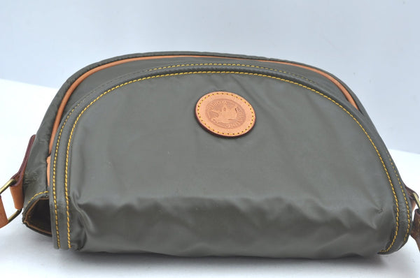 Authentic HUNTING WORLD Logo Shoulder Cross Body Bag PVC Leather Khaki K5561