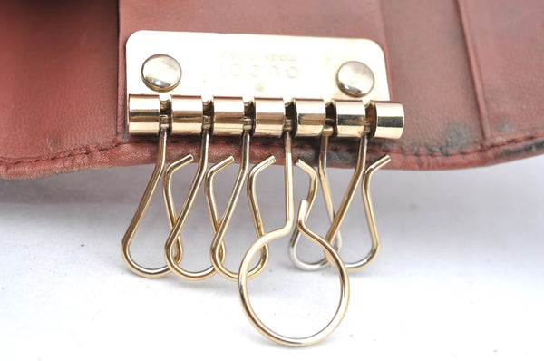 Authentic GUCCI Micro GG Guccissima Leather Key Case 268833 Pink K5583