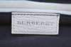 Authentic BURBERRY Vintage Stripe Canvas Leather Shoulder Hand Bag White K5593