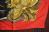 Authentic HERMES Carre 90 Scarf "TAHITI" Silk Red Gold Black K5596