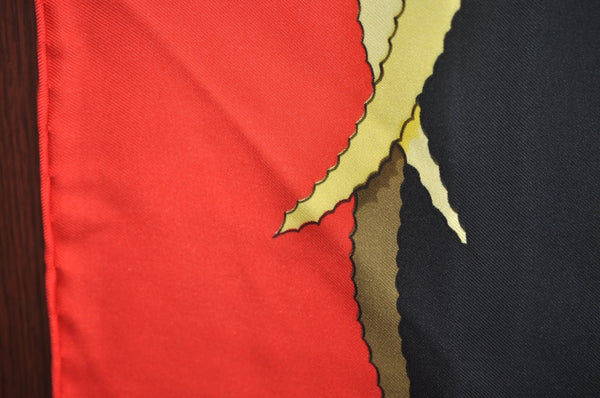 Authentic HERMES Carre 90 Scarf "TAHITI" Silk Red Gold Black K5596